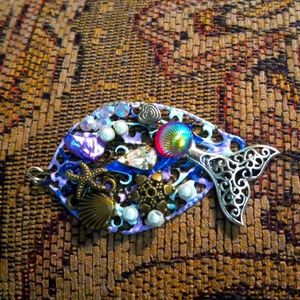 Mermaid treasure tail beachy vibe pearl starfish seashell pendant decoration